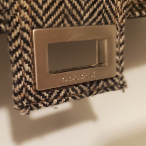 Nine West gray herringbone tweed convertible baguette purse - Picture 6 of 16